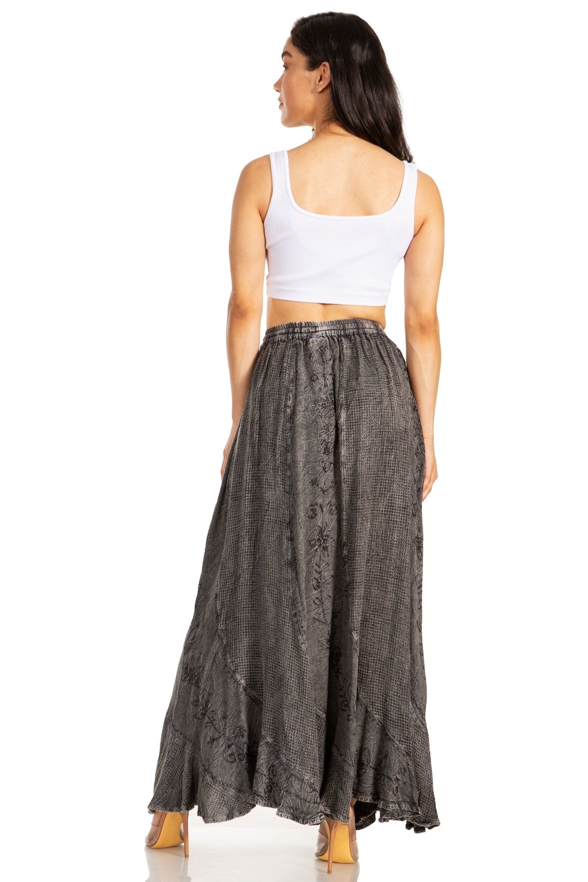 Sakkas Ahaana Women Renaissance Boho Rayon Maxi Embroidered Paneled Summer Skirt skirts La Vie Bien Sakkas Ahaana Women Renaissance Boho Rayon Maxi Embroidered Paneled Summer Skirt