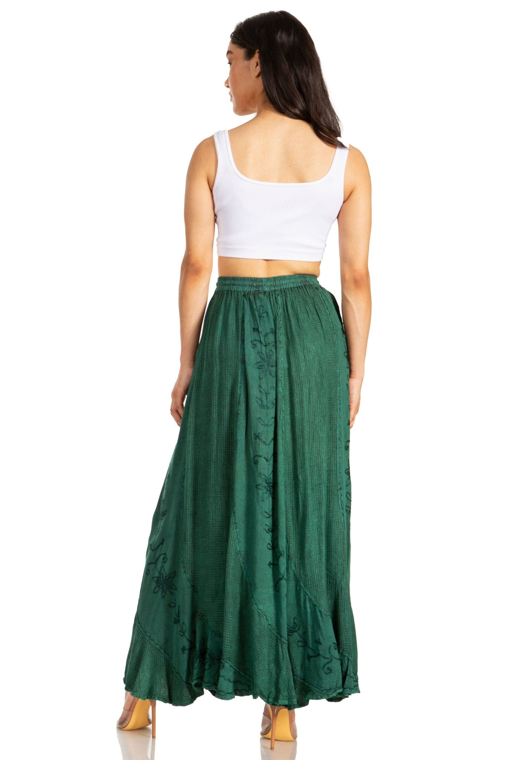 Sakkas Ahaana Women Renaissance Boho Rayon Maxi Embroidered Paneled Summer Skirt skirts La Vie Bien Sakkas Ahaana Women Renaissance Boho Rayon Maxi Embroidered Paneled Summer Skirt