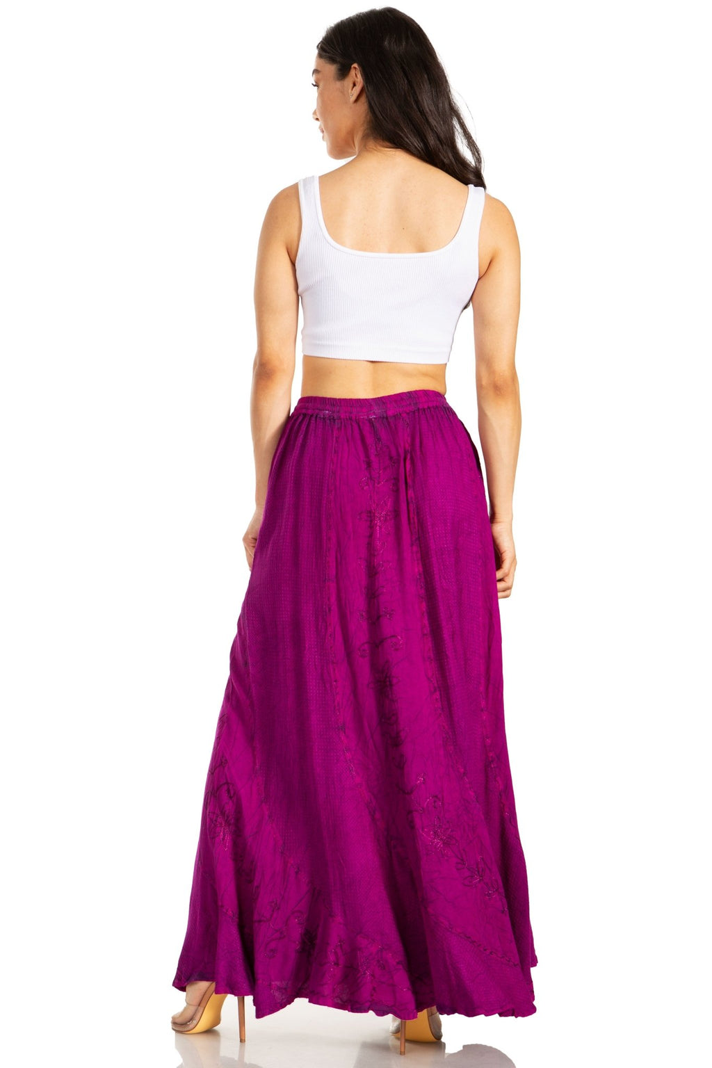Sakkas Ahaana Women Renaissance Boho Rayon Maxi Embroidered Paneled Summer Skirt skirts La Vie Bien Sakkas Ahaana Women Renaissance Boho Rayon Maxi Embroidered Paneled Summer Skirt