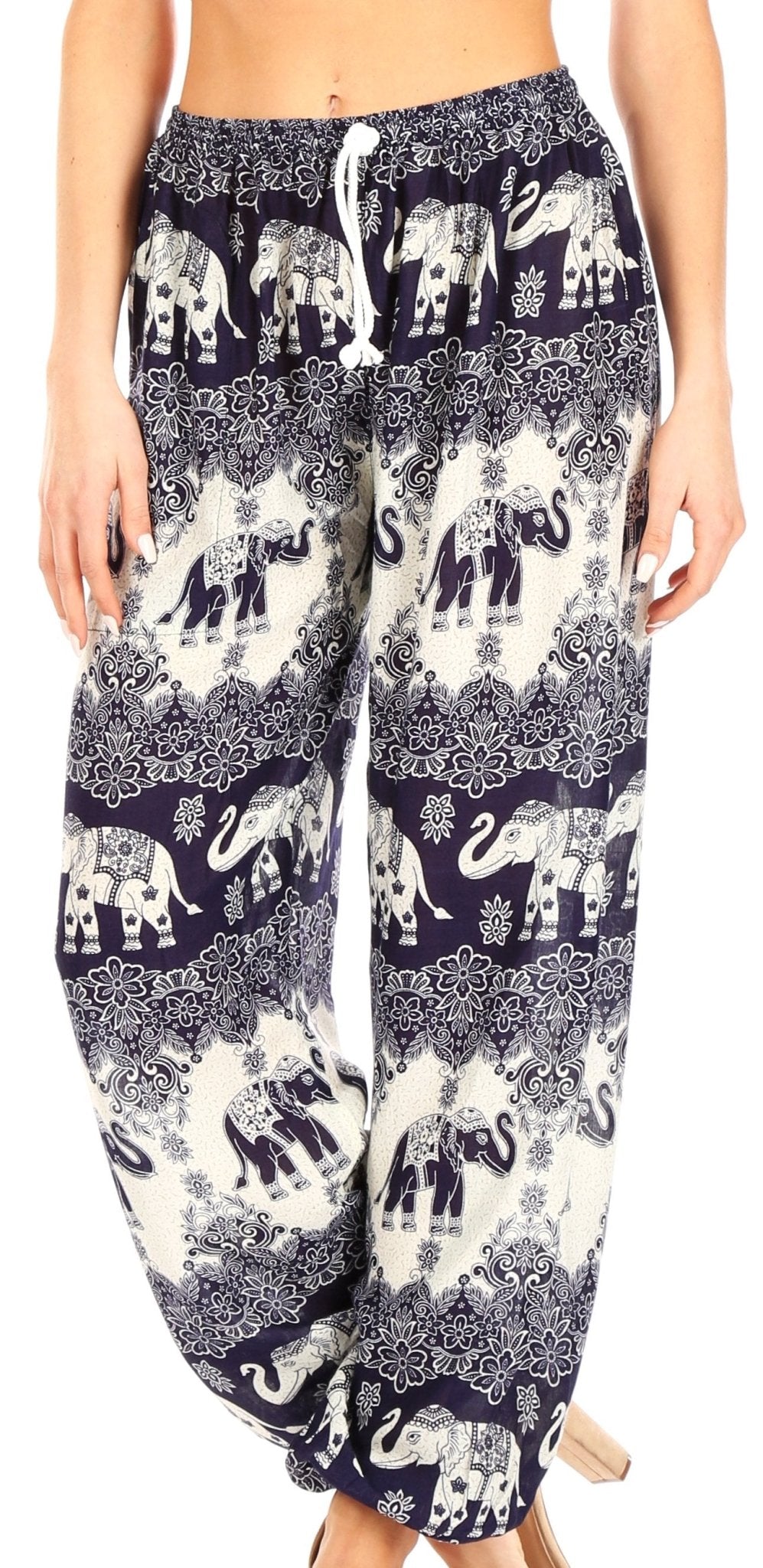 Sakkas Akilla Women's Loose Printed Yoga Elephant Pants Elastic Waist w/Pocket pants La Vie Bien Sakkas Akilla Women's Loose Printed Yoga Elephant Pants Elastic Waist w/Pocket