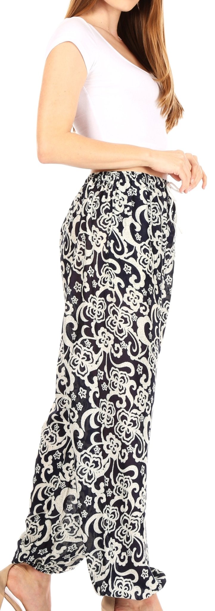 Sakkas Akilla Women's Loose Printed Yoga Elephant Pants Elastic Waist w/Pocket pants La Vie Bien Sakkas Akilla Women's Loose Printed Yoga Elephant Pants Elastic Waist w/Pocket