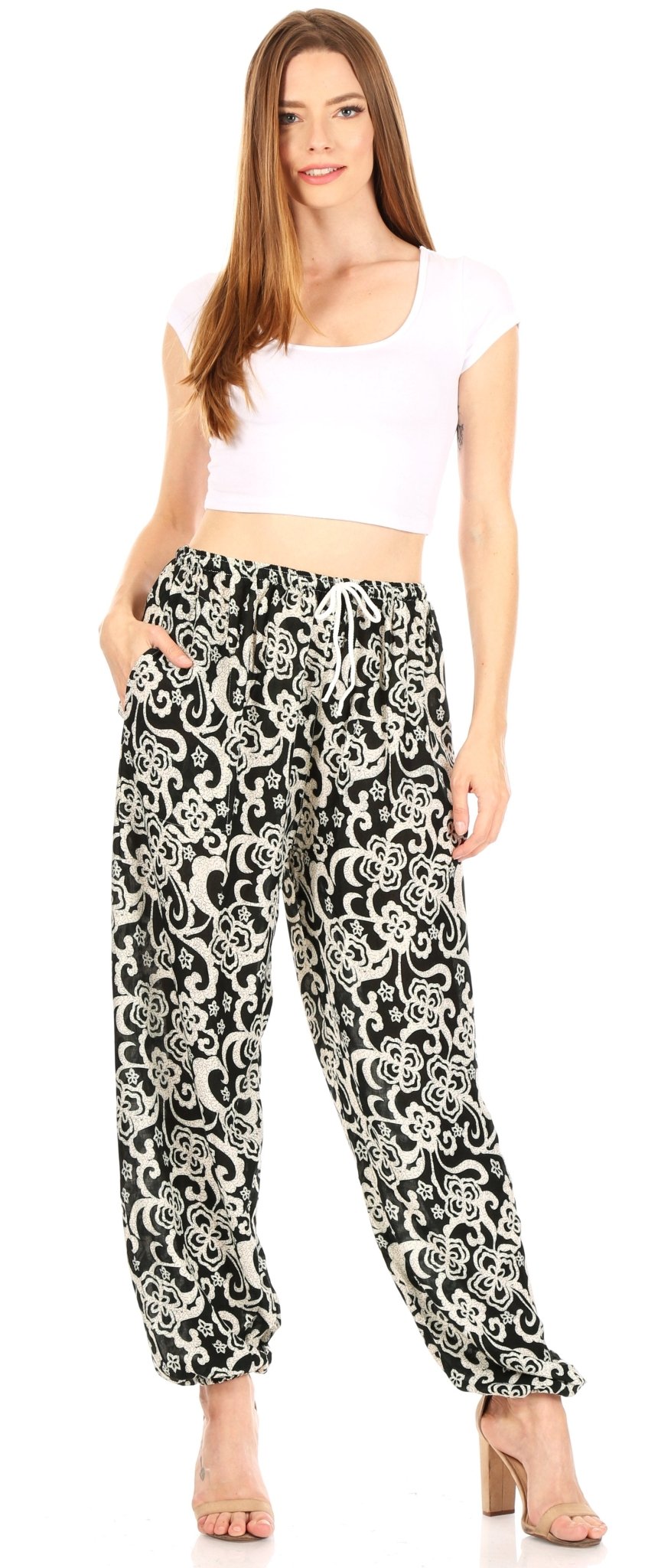 Sakkas Akilla Women's Loose Printed Yoga Elephant Pants Elastic Waist w/Pocket pants La Vie Bien Sakkas Akilla Women's Loose Printed Yoga Elephant Pants Elastic Waist w/Pocket