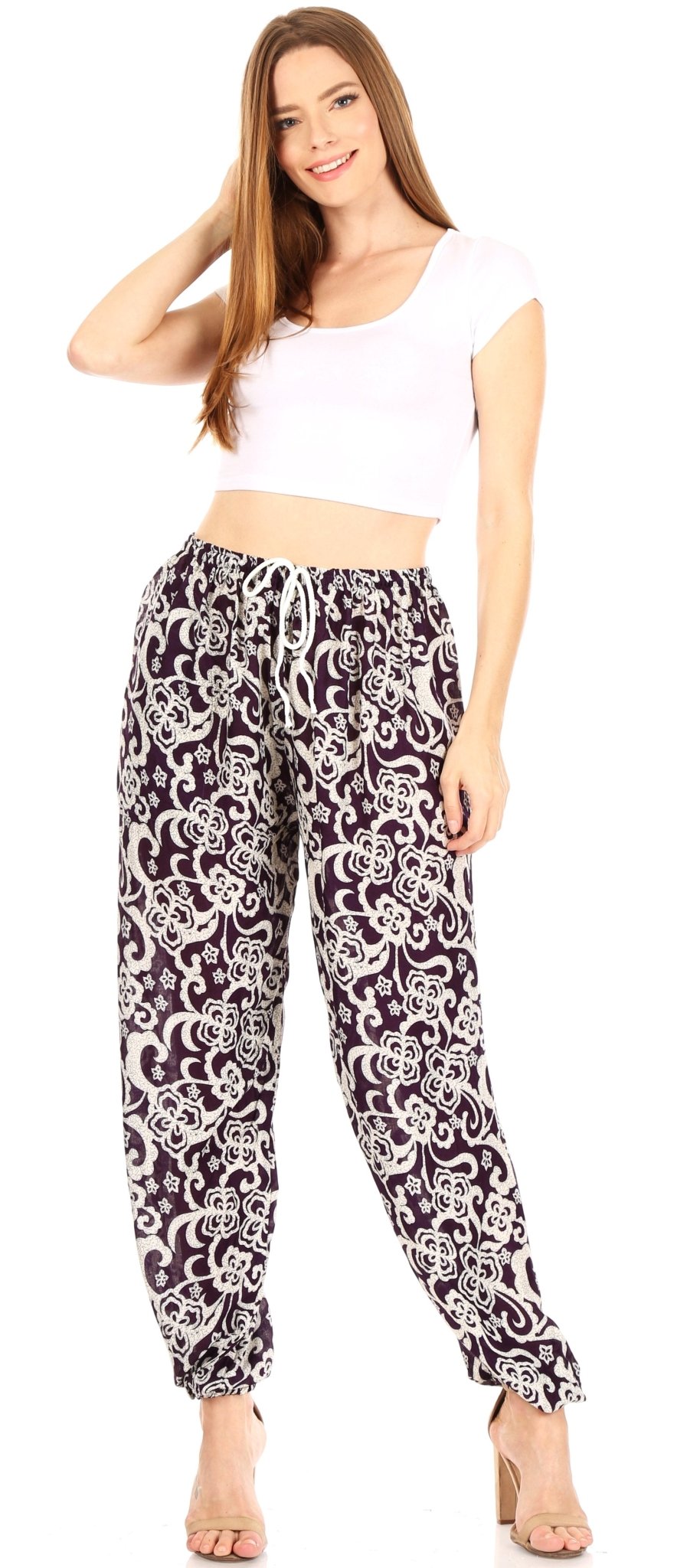 Sakkas Akilla Women's Loose Printed Yoga Elephant Pants Elastic Waist w/Pocket pants La Vie Bien Sakkas Akilla Women's Loose Printed Yoga Elephant Pants Elastic Waist w/Pocket