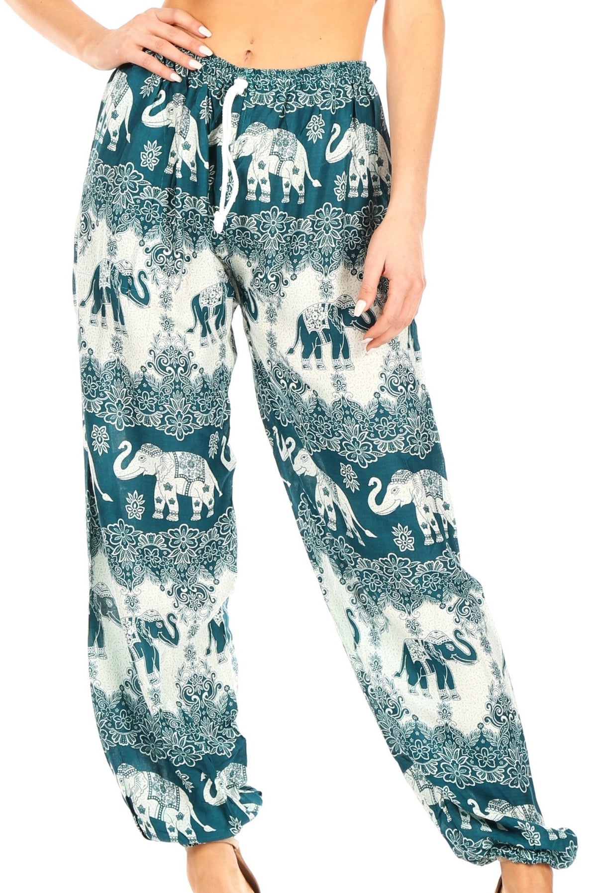 Sakkas Akilla Women's Loose Printed Yoga Elephant Pants Elastic Waist w/Pocket pants La Vie Bien Sakkas Akilla Women's Loose Printed Yoga Elephant Pants Elastic Waist w/Pocket