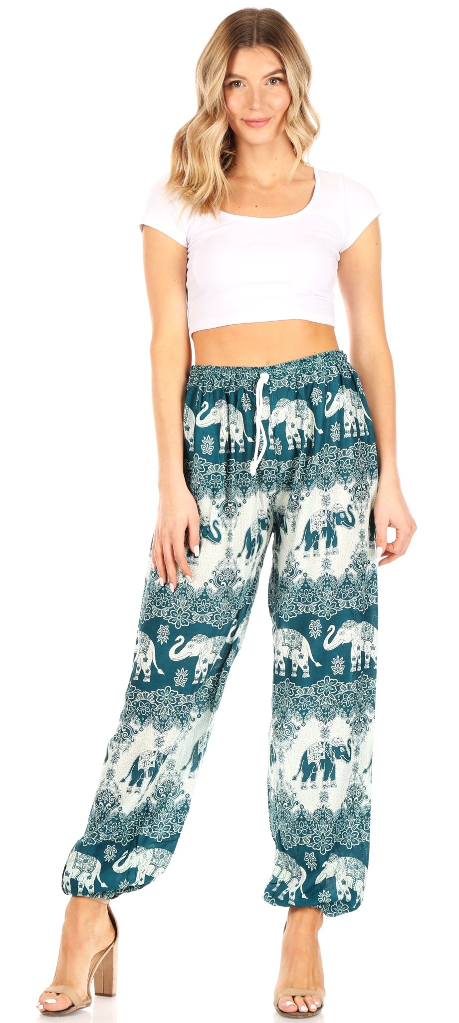 Sakkas Akilla Women's Loose Printed Yoga Elephant Pants Elastic Waist w/Pocket pants La Vie Bien Sakkas Akilla Women's Loose Printed Yoga Elephant Pants Elastic Waist w/Pocket