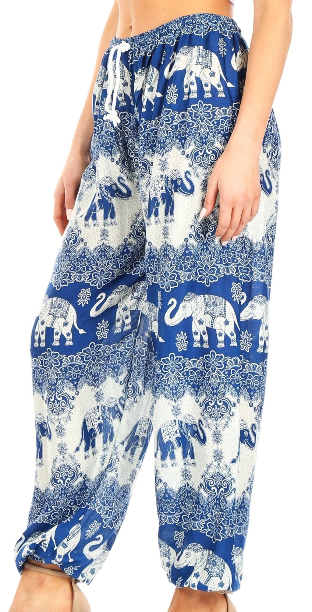 Sakkas Akilla Women's Loose Printed Yoga Elephant Pants Elastic Waist w/Pocket pants La Vie Bien Sakkas Akilla Women's Loose Printed Yoga Elephant Pants Elastic Waist w/Pocket