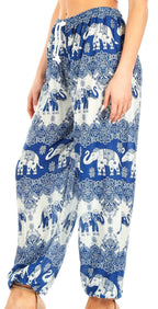 Sakkas Akilla Women's Loose Printed Yoga Elephant Pants Elastic Waist w/Pocket pants La Vie Bien Sakkas Akilla Women's Loose Printed Yoga Elephant Pants Elastic Waist w/Pocket