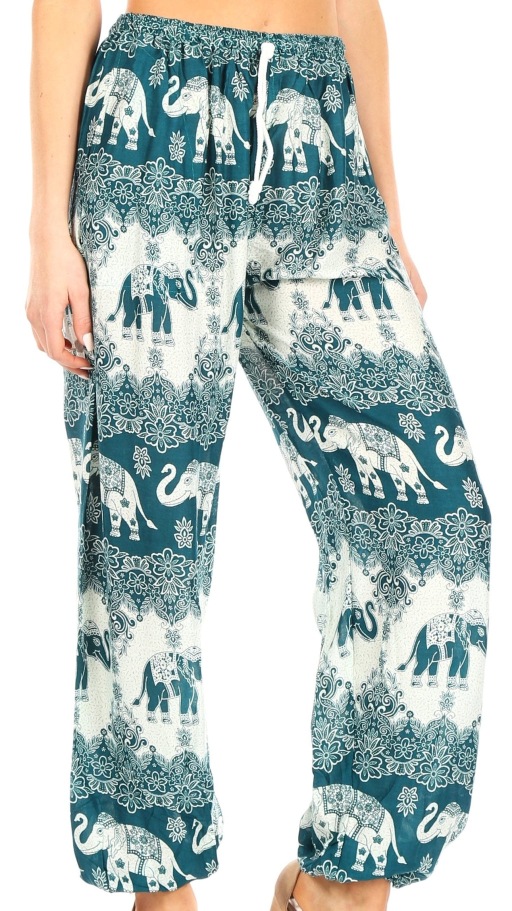 Sakkas Akilla Women's Loose Printed Yoga Elephant Pants Elastic Waist w/Pocket pants La Vie Bien Sakkas Akilla Women's Loose Printed Yoga Elephant Pants Elastic Waist w/Pocket