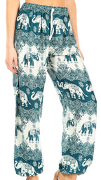 Sakkas Akilla Women's Loose Printed Yoga Elephant Pants Elastic Waist w/Pocket pants La Vie Bien Sakkas Akilla Women's Loose Printed Yoga Elephant Pants Elastic Waist w/Pocket