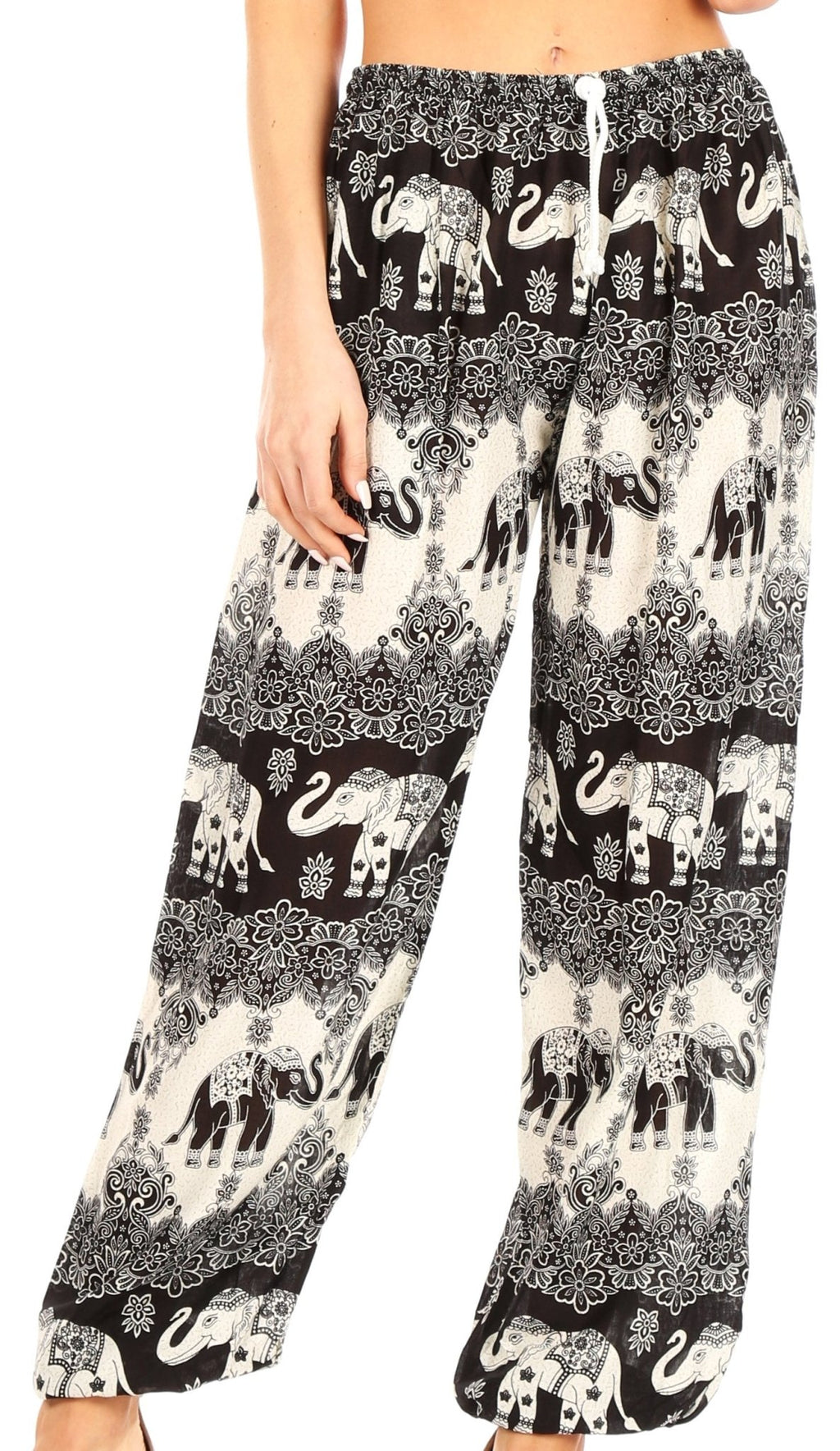 Sakkas Akilla Women's Loose Printed Yoga Elephant Pants Elastic Waist w/Pocket pants La Vie Bien Sakkas Akilla Women's Loose Printed Yoga Elephant Pants Elastic Waist w/Pocket