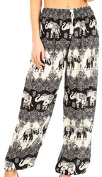 Sakkas Akilla Women's Loose Printed Yoga Elephant Pants Elastic Waist w/Pocket pants La Vie Bien Sakkas Akilla Women's Loose Printed Yoga Elephant Pants Elastic Waist w/Pocket