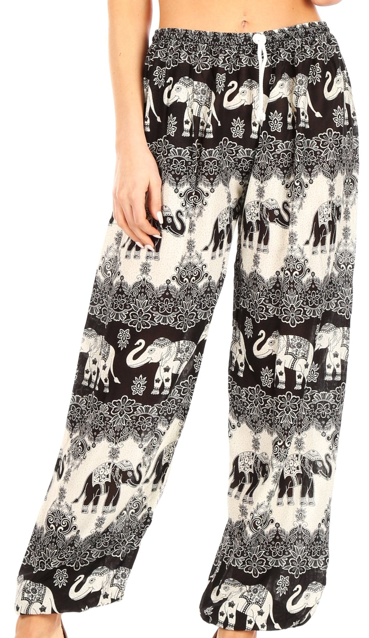 Sakkas Akilla Women's Loose Printed Yoga Elephant Pants Elastic Waist w/Pocket pants La Vie Bien Sakkas Akilla Women's Loose Printed Yoga Elephant Pants Elastic Waist w/Pocket