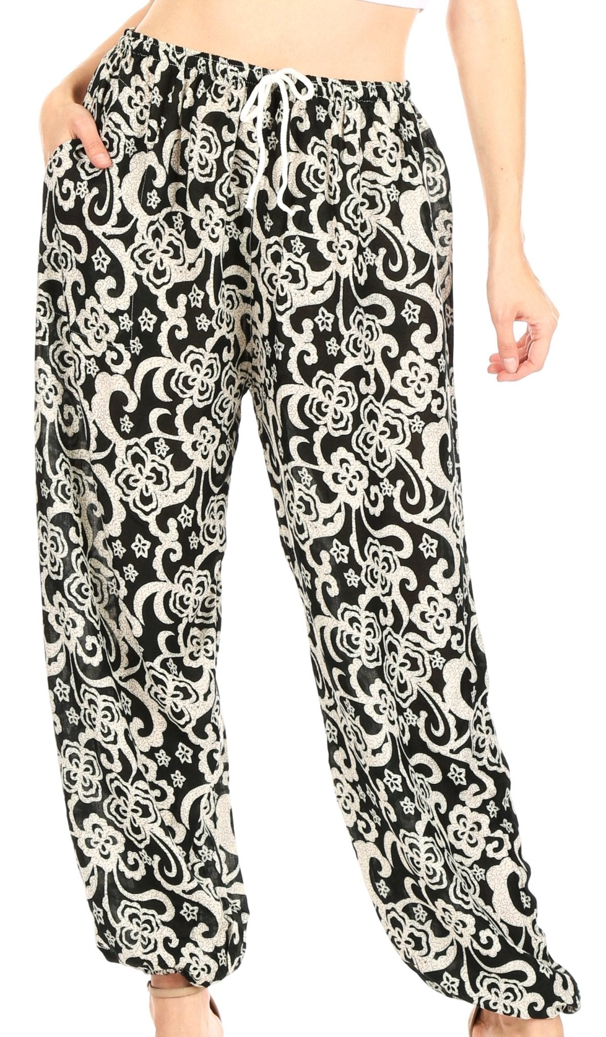 Sakkas Akilla Women's Loose Printed Yoga Elephant Pants Elastic Waist w/Pocket pants La Vie Bien Sakkas Akilla Women's Loose Printed Yoga Elephant Pants Elastic Waist w/Pocket