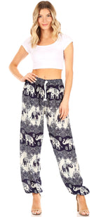 Sakkas Akilla Women's Loose Printed Yoga Elephant Pants Elastic Waist w/Pocket pants La Vie Bien Sakkas Akilla Women's Loose Printed Yoga Elephant Pants Elastic Waist w/Pocket