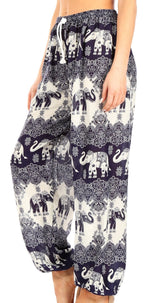 Sakkas Akilla Women's Loose Printed Yoga Elephant Pants Elastic Waist w/Pocket pants La Vie Bien Sakkas Akilla Women's Loose Printed Yoga Elephant Pants Elastic Waist w/Pocket