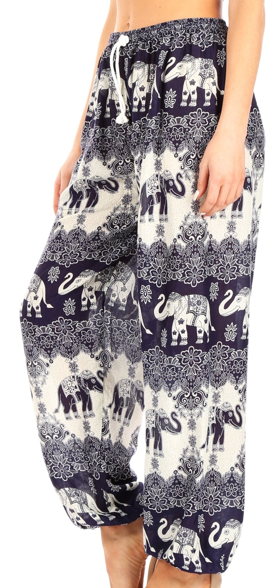 Sakkas Akilla Women's Loose Printed Yoga Elephant Pants Elastic Waist w/Pocket pants La Vie Bien Sakkas Akilla Women's Loose Printed Yoga Elephant Pants Elastic Waist w/Pocket