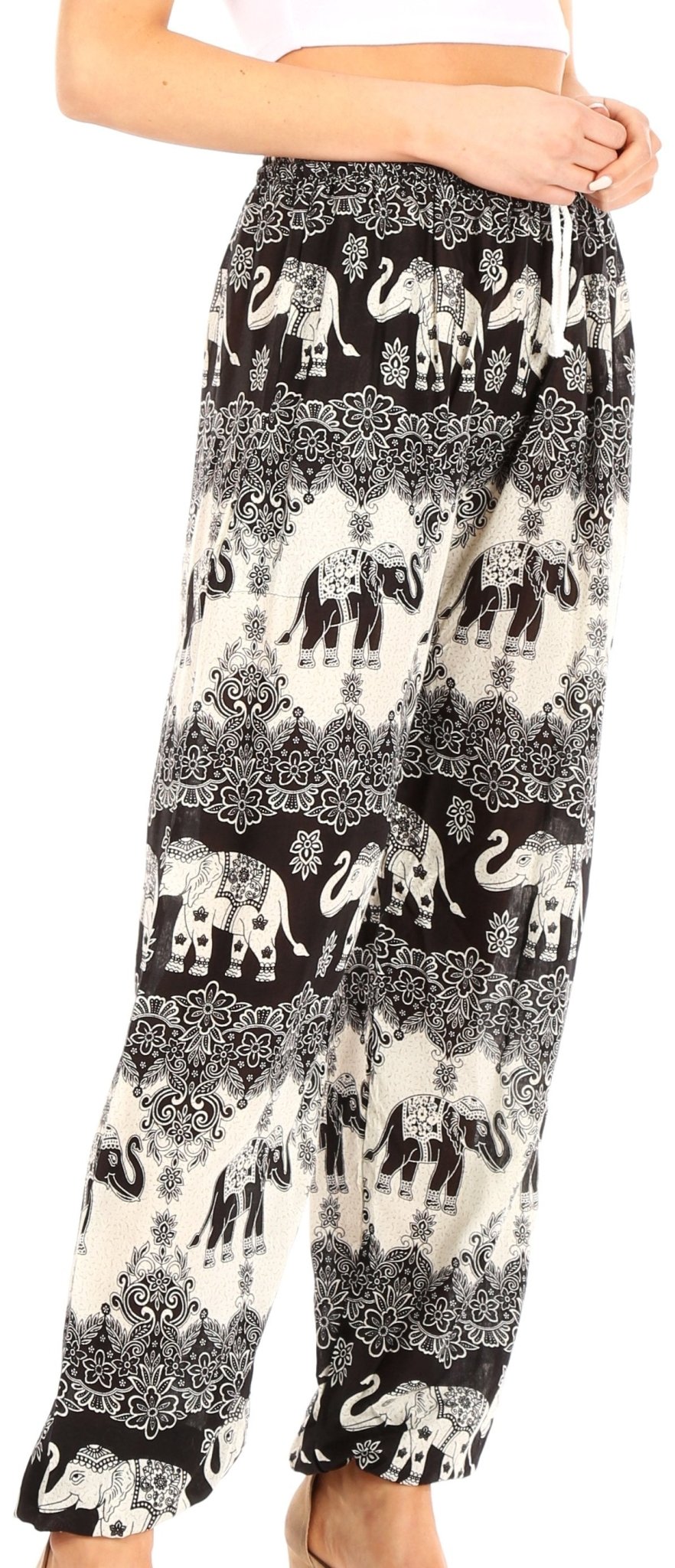 Sakkas Akilla Women's Loose Printed Yoga Elephant Pants Elastic Waist w/Pocket pants La Vie Bien Sakkas Akilla Women's Loose Printed Yoga Elephant Pants Elastic Waist w/Pocket