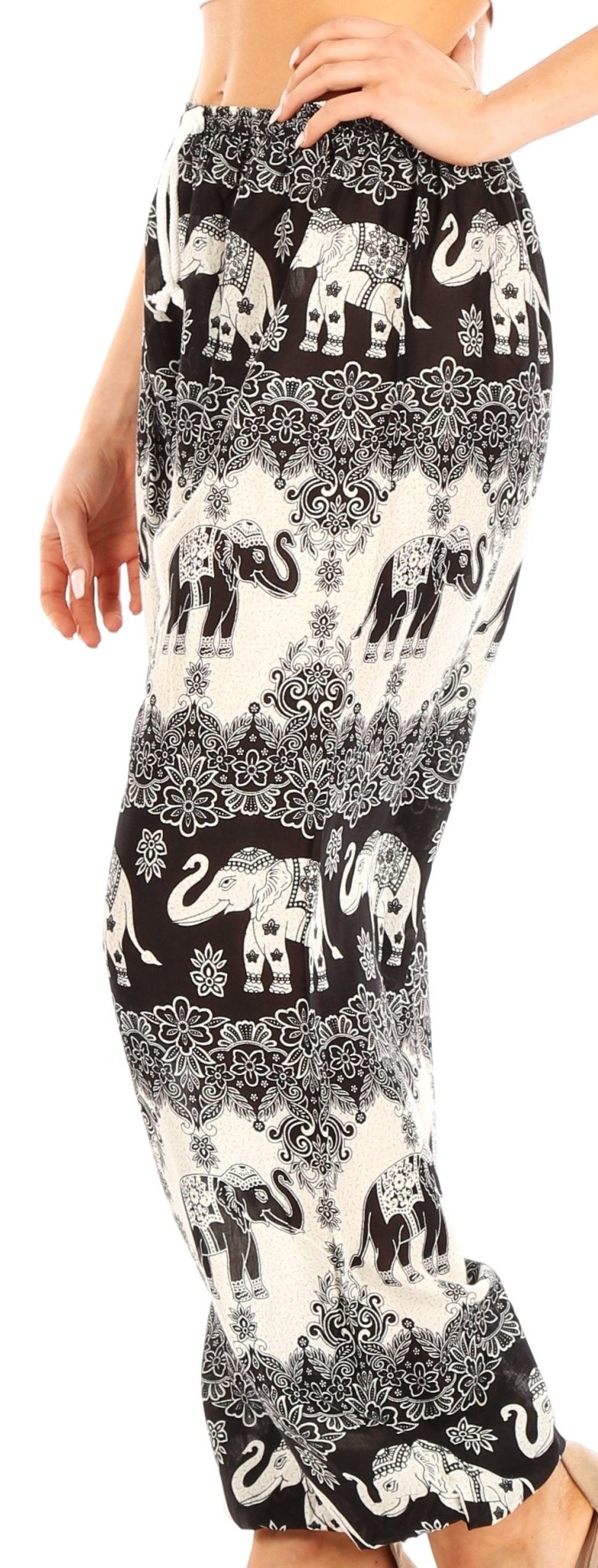 Sakkas Akilla Women's Loose Printed Yoga Elephant Pants Elastic Waist w/Pocket pants La Vie Bien Sakkas Akilla Women's Loose Printed Yoga Elephant Pants Elastic Waist w/Pocket
