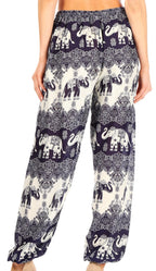 Sakkas Akilla Women's Loose Printed Yoga Elephant Pants Elastic Waist w/Pocket pants La Vie Bien Sakkas Akilla Women's Loose Printed Yoga Elephant Pants Elastic Waist w/Pocket