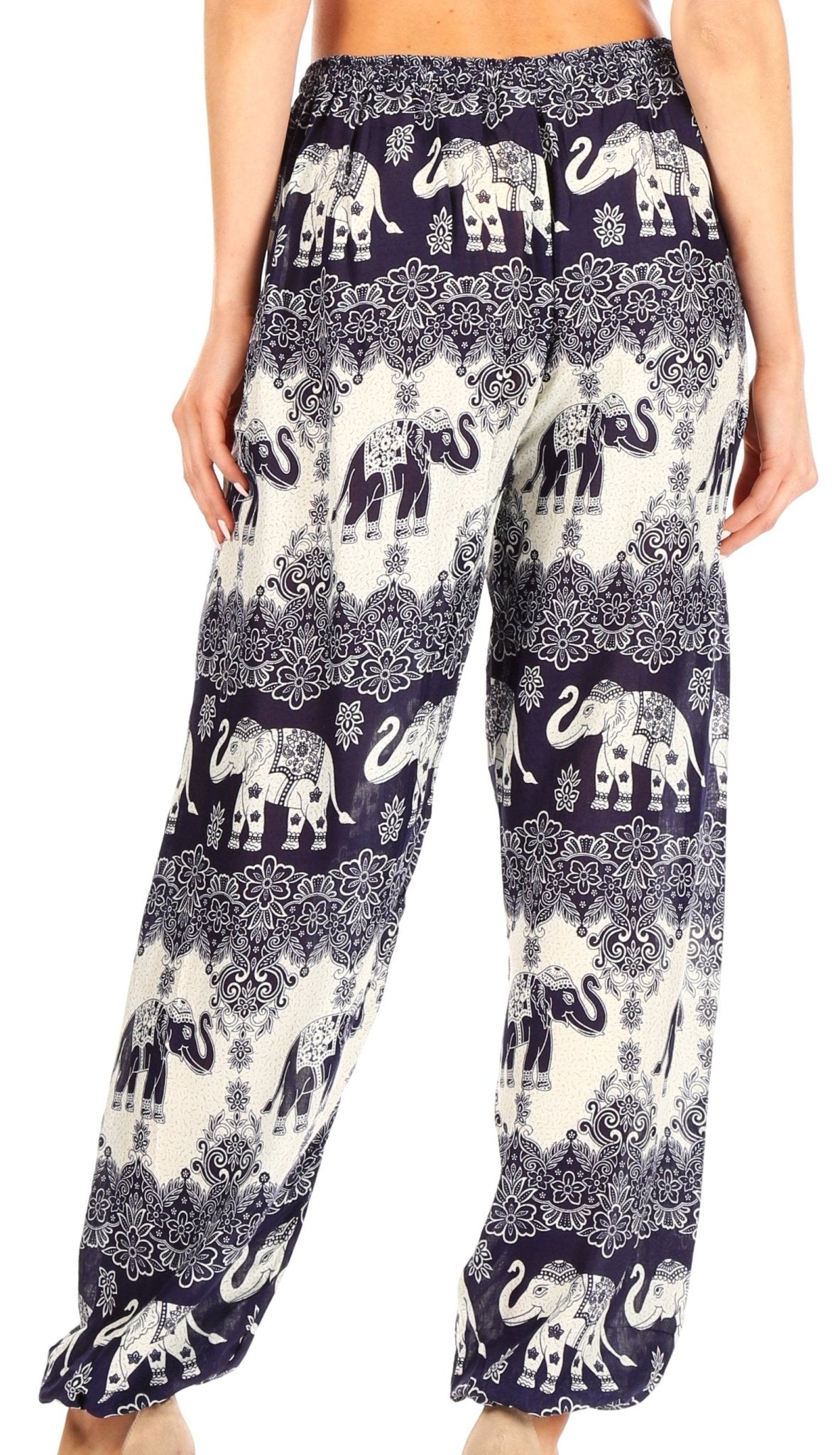 Sakkas Akilla Women's Loose Printed Yoga Elephant Pants Elastic Waist w/Pocket pants La Vie Bien Sakkas Akilla Women's Loose Printed Yoga Elephant Pants Elastic Waist w/Pocket