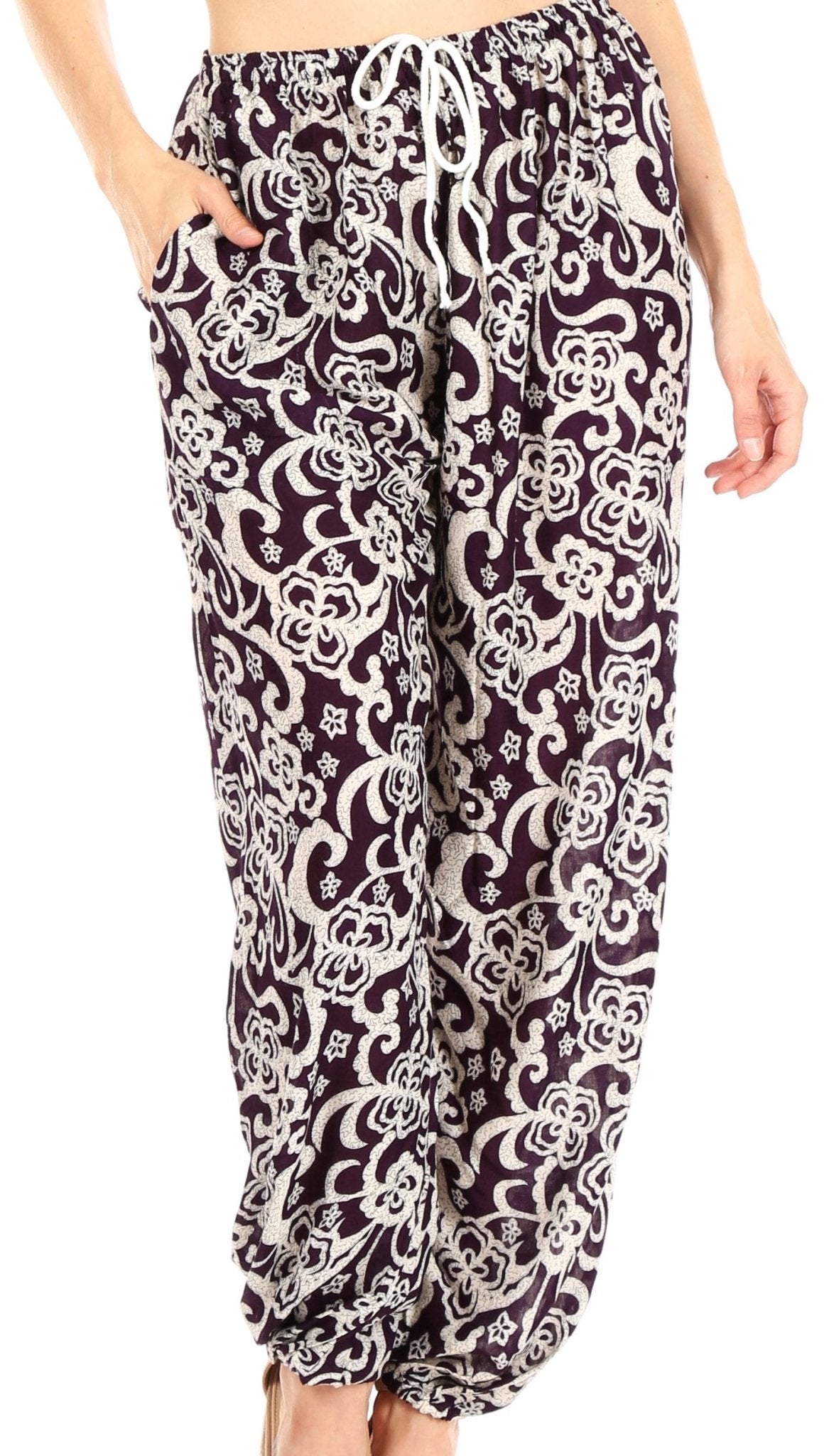 Sakkas Akilla Women's Loose Printed Yoga Elephant Pants Elastic Waist w/Pocket pants La Vie Bien Sakkas Akilla Women's Loose Printed Yoga Elephant Pants Elastic Waist w/Pocket