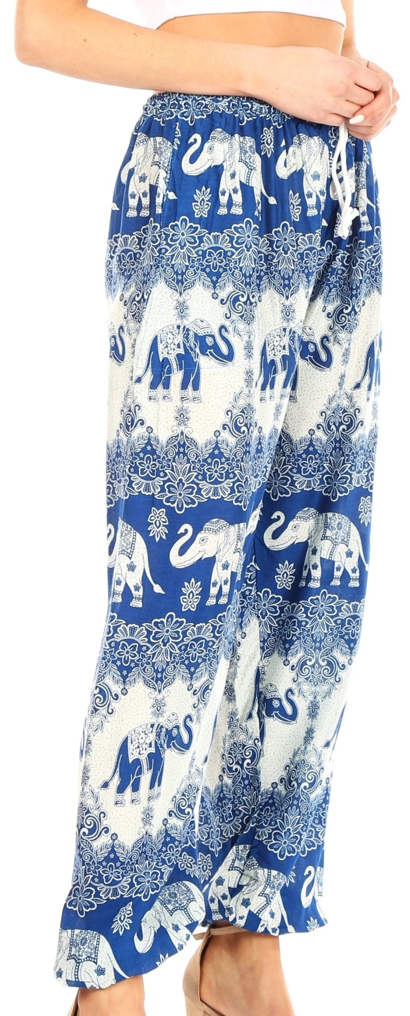 Sakkas Akilla Women's Loose Printed Yoga Elephant Pants Elastic Waist w/Pocket pants La Vie Bien Sakkas Akilla Women's Loose Printed Yoga Elephant Pants Elastic Waist w/Pocket