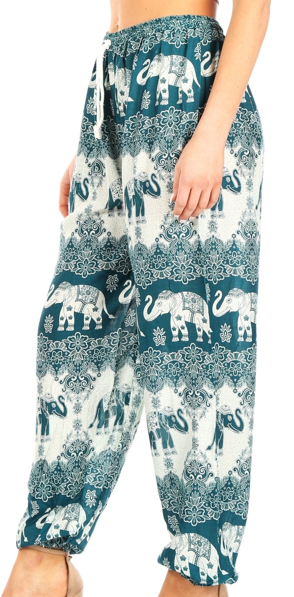 Sakkas Akilla Women's Loose Printed Yoga Elephant Pants Elastic Waist w/Pocket pants La Vie Bien Sakkas Akilla Women's Loose Printed Yoga Elephant Pants Elastic Waist w/Pocket