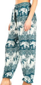 Sakkas Akilla Women's Loose Printed Yoga Elephant Pants Elastic Waist w/Pocket pants La Vie Bien Sakkas Akilla Women's Loose Printed Yoga Elephant Pants Elastic Waist w/Pocket