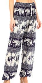 Sakkas Akilla Women's Loose Printed Yoga Elephant Pants Elastic Waist w/Pocket pants La Vie Bien Sakkas Akilla Women's Loose Printed Yoga Elephant Pants Elastic Waist w/Pocket