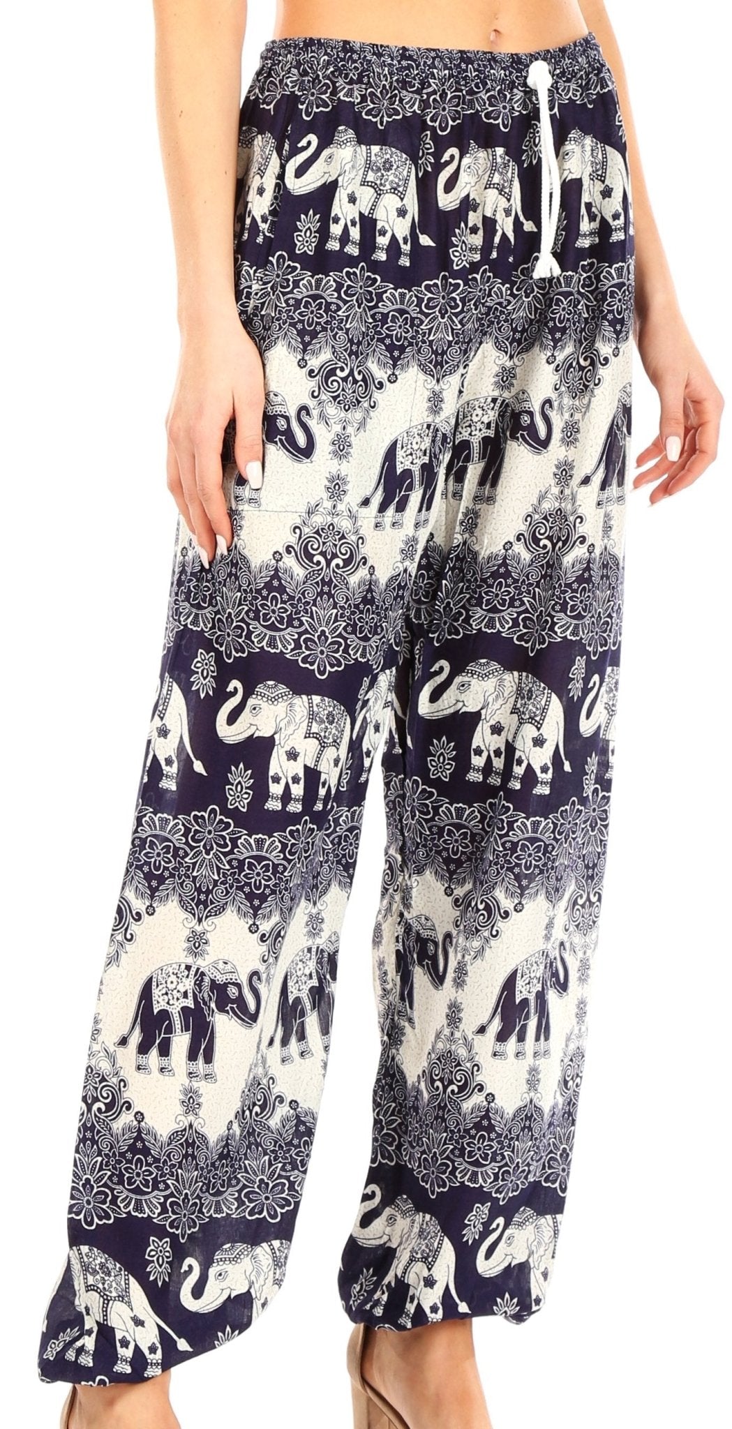 Sakkas Akilla Women's Loose Printed Yoga Elephant Pants Elastic Waist w/Pocket pants La Vie Bien Sakkas Akilla Women's Loose Printed Yoga Elephant Pants Elastic Waist w/Pocket