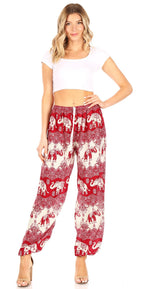 Sakkas Akilla Women's Loose Printed Yoga Elephant Pants Elastic Waist w/Pocket pants La Vie Bien Sakkas Akilla Women's Loose Printed Yoga Elephant Pants Elastic Waist w/Pocket