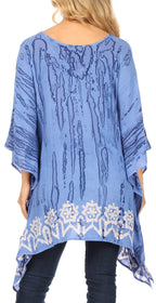 Sakkas Alizia Lightweight Embroidery Batik Top Tunic Blouse Caftan Cover up Poncho tops La Vie Bien Sakkas Alizia Lightweight Embroidery Batik Top Tunic Blouse Caftan Cover up Poncho