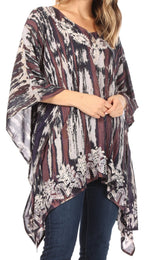 Sakkas Alizia Lightweight Embroidery Batik Top Tunic Blouse Caftan Cover up Poncho tops La Vie Bien Sakkas Alizia Lightweight Embroidery Batik Top Tunic Blouse Caftan Cover up Poncho