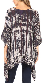 Sakkas Alizia Lightweight Embroidery Batik Top Tunic Blouse Caftan Cover up Poncho tops La Vie Bien Sakkas Alizia Lightweight Embroidery Batik Top Tunic Blouse Caftan Cover up Poncho