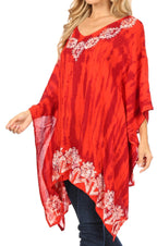 Sakkas Alizia Lightweight Embroidery Batik Top Tunic Blouse Caftan Cover up Poncho tops La Vie Bien Sakkas Alizia Lightweight Embroidery Batik Top Tunic Blouse Caftan Cover up Poncho