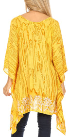 Sakkas Alizia Lightweight Embroidery Batik Top Tunic Blouse Caftan Cover up Poncho tops La Vie Bien Sakkas Alizia Lightweight Embroidery Batik Top Tunic Blouse Caftan Cover up Poncho