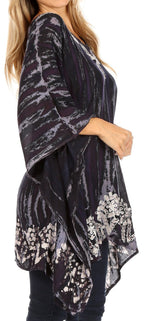 Sakkas Alizia Lightweight Embroidery Batik Top Tunic Blouse Caftan Cover up Poncho tops La Vie Bien Sakkas Alizia Lightweight Embroidery Batik Top Tunic Blouse Caftan Cover up Poncho