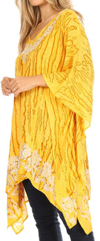 Sakkas Alizia Lightweight Embroidery Batik Top Tunic Blouse Caftan Cover up Poncho tops La Vie Bien Sakkas Alizia Lightweight Embroidery Batik Top Tunic Blouse Caftan Cover up Poncho