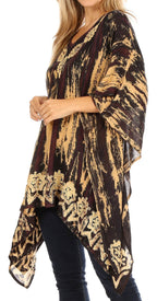 Sakkas Alizia Lightweight Embroidery Batik Top Tunic Blouse Caftan Cover up Poncho tops La Vie Bien Sakkas Alizia Lightweight Embroidery Batik Top Tunic Blouse Caftan Cover up Poncho