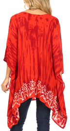 Sakkas Alizia Lightweight Embroidery Batik Top Tunic Blouse Caftan Cover up Poncho tops La Vie Bien Sakkas Alizia Lightweight Embroidery Batik Top Tunic Blouse Caftan Cover up Poncho