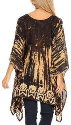 Sakkas Alizia Lightweight Embroidery Batik Top Tunic Blouse Caftan Cover up Poncho tops La Vie Bien Sakkas Alizia Lightweight Embroidery Batik Top Tunic Blouse Caftan Cover up Poncho