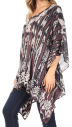 Sakkas Alizia Lightweight Embroidery Batik Top Tunic Blouse Caftan Cover up Poncho tops La Vie Bien Sakkas Alizia Lightweight Embroidery Batik Top Tunic Blouse Caftan Cover up Poncho