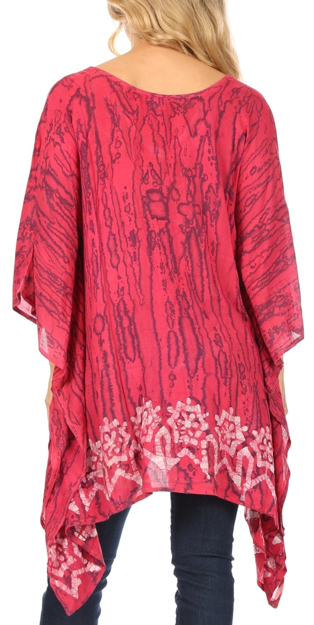 Sakkas Alizia Lightweight Embroidery Batik Top Tunic Blouse Caftan Cover up Poncho tops La Vie Bien Sakkas Alizia Lightweight Embroidery Batik Top Tunic Blouse Caftan Cover up Poncho