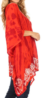 Sakkas Alizia Lightweight Embroidery Batik Top Tunic Blouse Caftan Cover up Poncho tops La Vie Bien Sakkas Alizia Lightweight Embroidery Batik Top Tunic Blouse Caftan Cover up Poncho