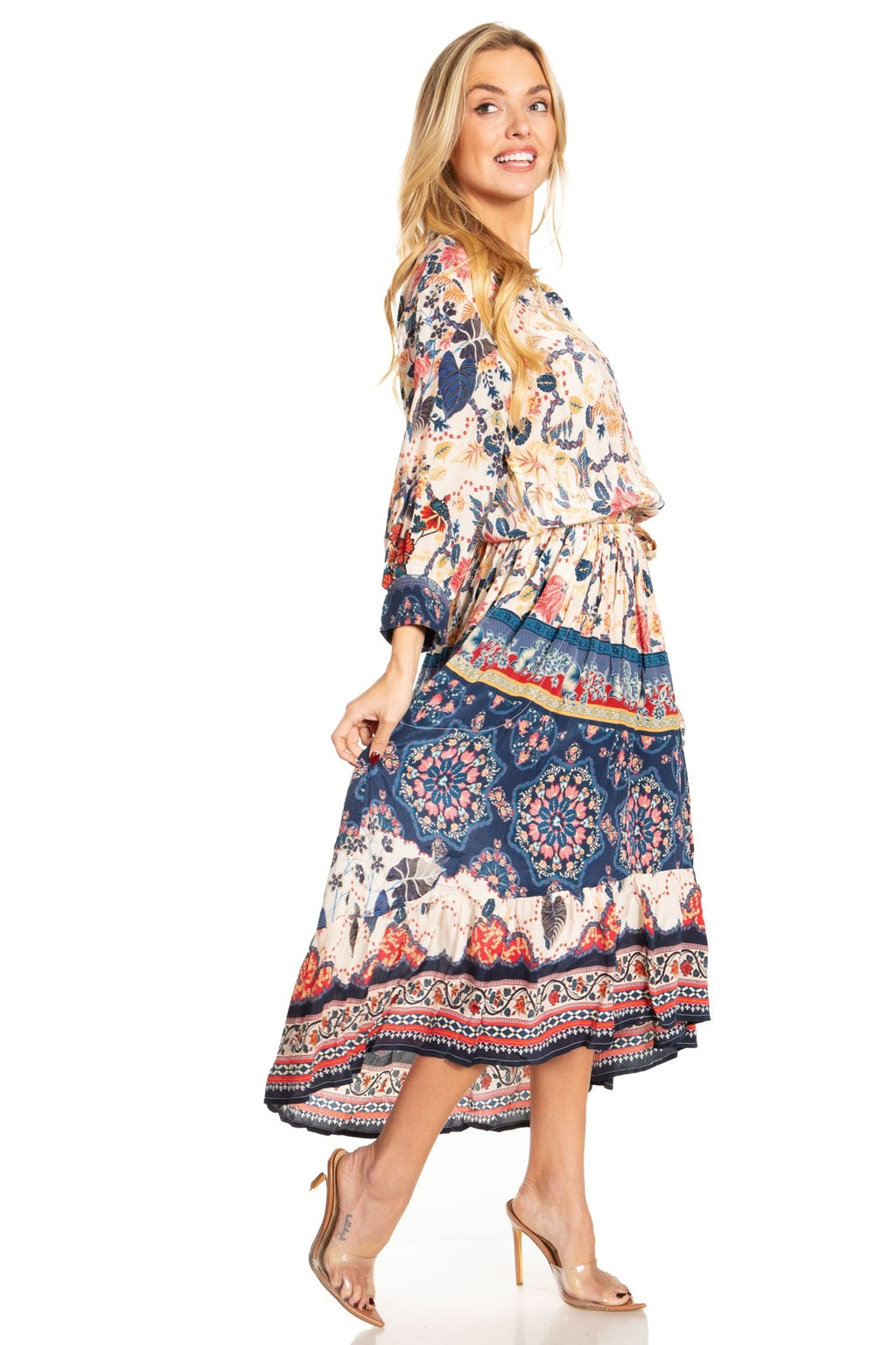 Sakkas Andreas Women's Maxi Dress with Ruffles and Buttons dresses La Vie Bien Sakkas Andreas Women's Maxi Dress with Ruffles and Buttons