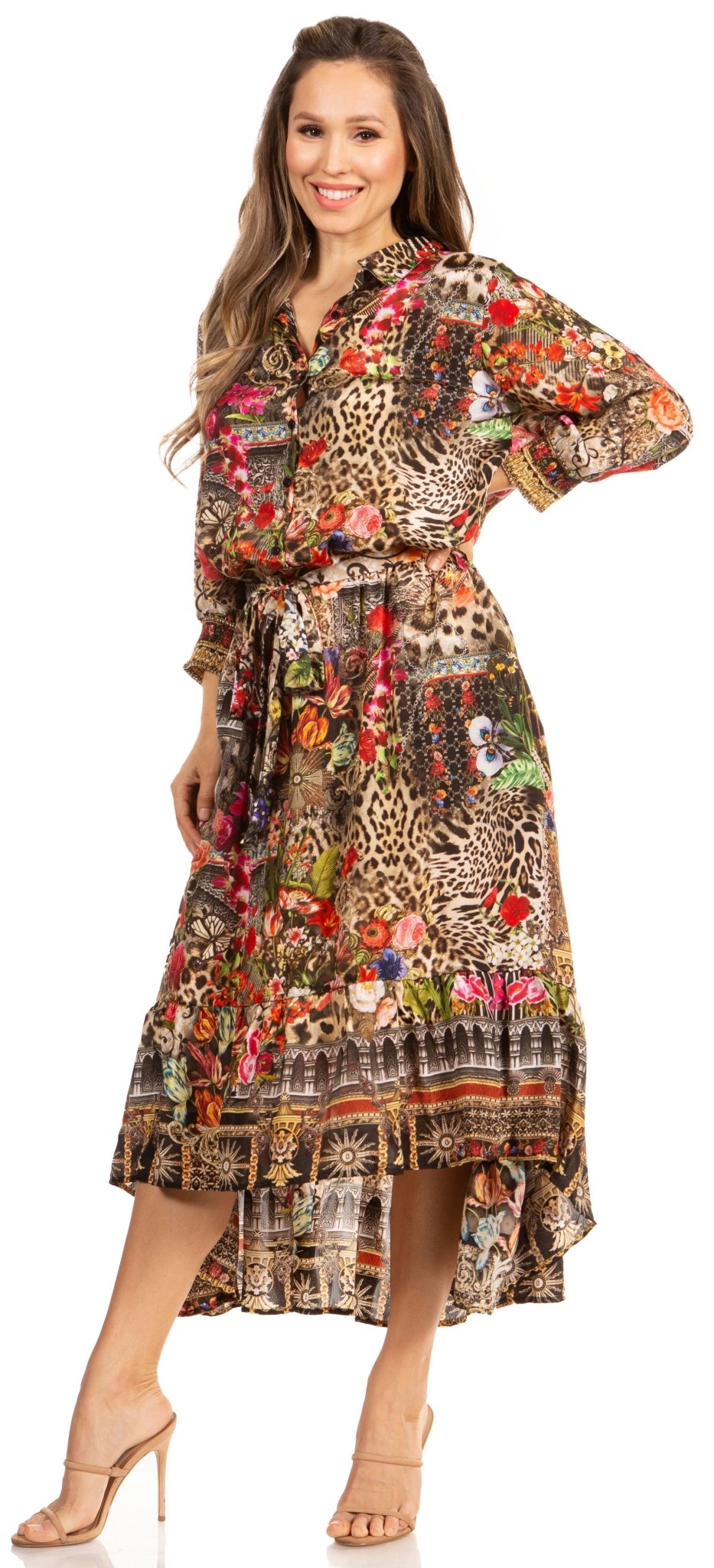 Sakkas Andreas Women's Maxi Dress with Ruffles and Buttons dresses La Vie Bien Sakkas Andreas Women's Maxi Dress with Ruffles and Buttons