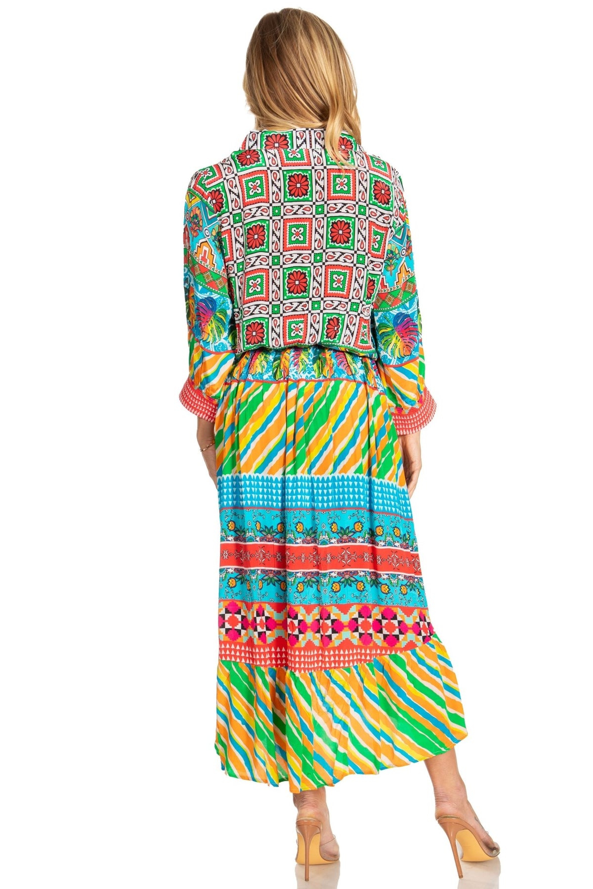 Sakkas Andreas Women's Maxi Dress with Ruffles and Buttons dresses La Vie Bien Sakkas Andreas Women's Maxi Dress with Ruffles and Buttons