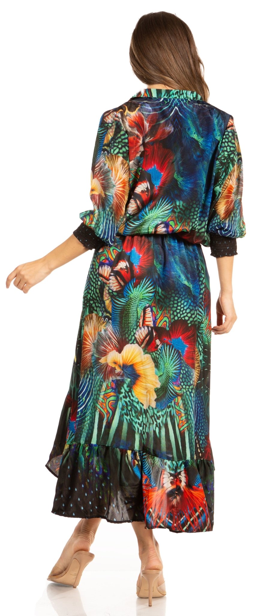Sakkas Andreas Women's Maxi Dress with Ruffles and Buttons dresses La Vie Bien Sakkas Andreas Women's Maxi Dress with Ruffles and Buttons