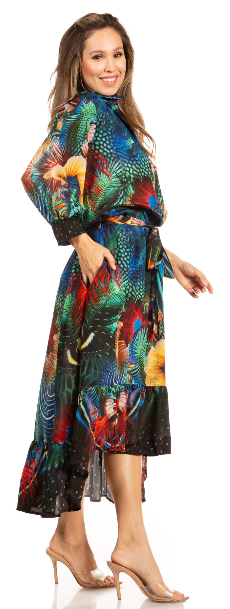 Sakkas Andreas Women's Maxi Dress with Ruffles and Buttons dresses La Vie Bien Sakkas Andreas Women's Maxi Dress with Ruffles and Buttons