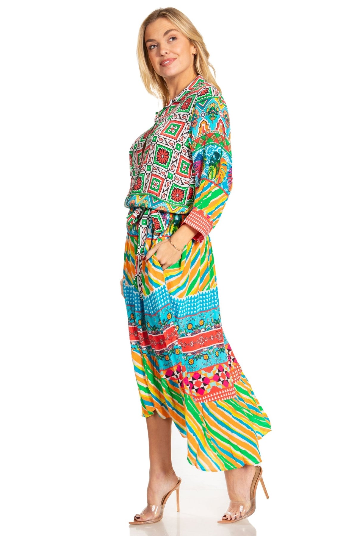 Sakkas Andreas Women's Maxi Dress with Ruffles and Buttons dresses La Vie Bien Sakkas Andreas Women's Maxi Dress with Ruffles and Buttons